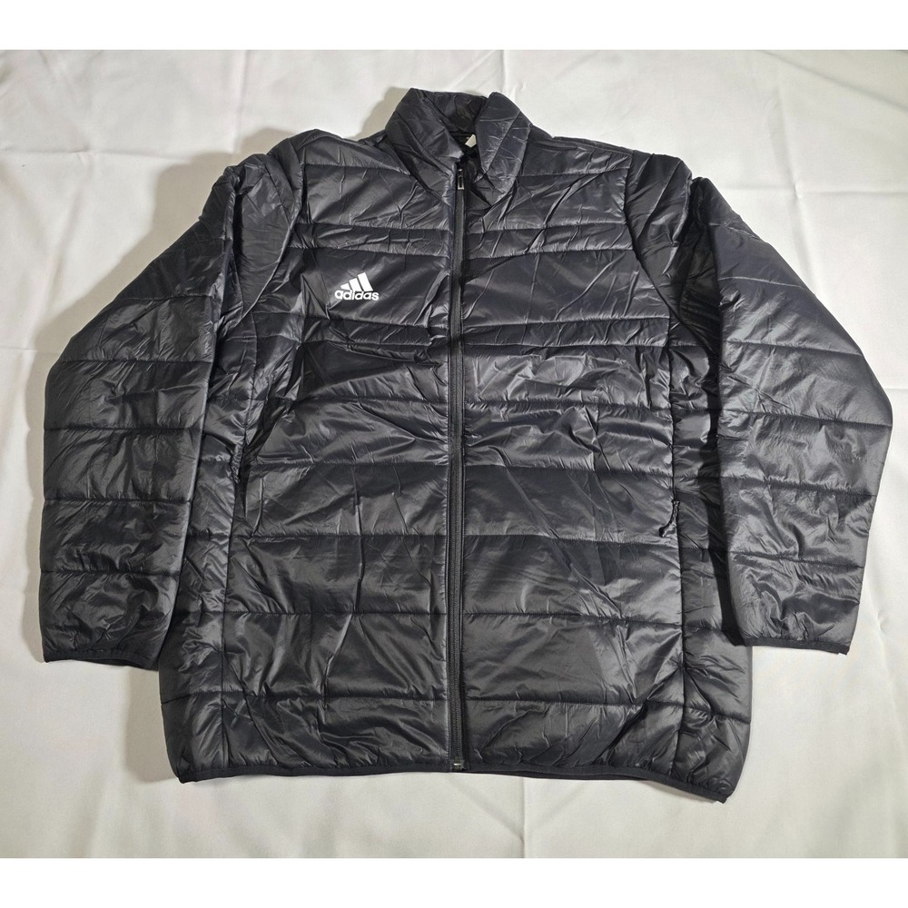 Adidas Men's XL Black Lightweight Puffer Jacket Full Zip Quilted